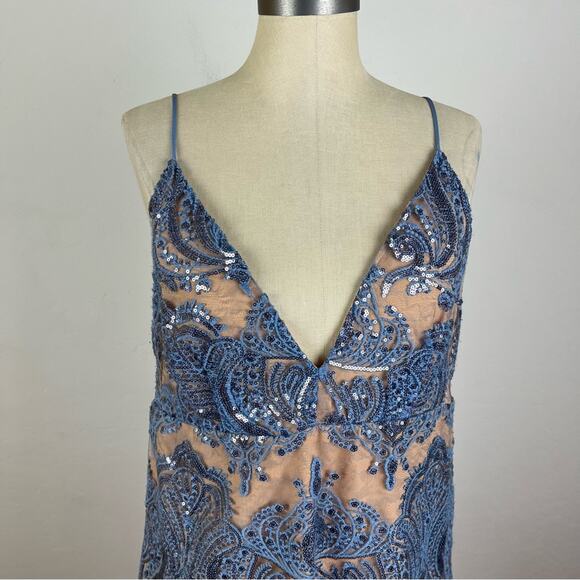 night shimmers mini dress blue Lace-Up Straps Royal Blue Sequin Mini Dress – FancyVestido main image 0